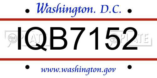 IQB7152 District Of Columbia License Plate