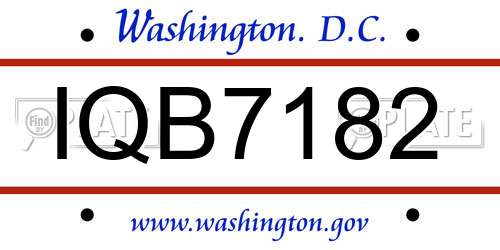 IQB7182 District Of Columbia License Plate