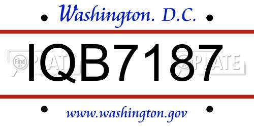 IQB7187 District Of Columbia License Plate
