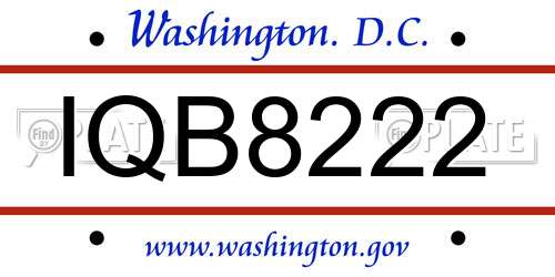 IQB8222 District Of Columbia License Plate