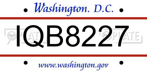 IQB8227 District Of Columbia License Plate