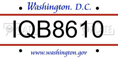 IQB8610 District Of Columbia License Plate