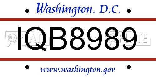 IQB8989 District Of Columbia License Plate