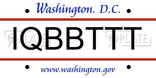 IQBBTTT District Of Columbia License Plate