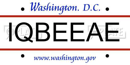 IQBEEAE District Of Columbia License Plate
