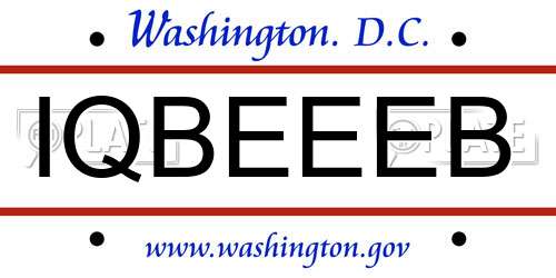 IQBEEEB District Of Columbia License Plate