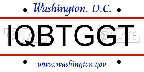 IQBTGGT District Of Columbia License Plate