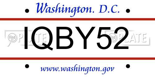 IQBY52 District Of Columbia License Plate