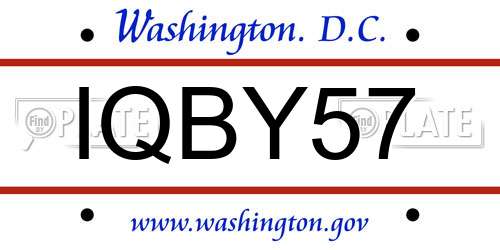 IQBY57 District Of Columbia License Plate