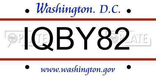 IQBY82 District Of Columbia License Plate