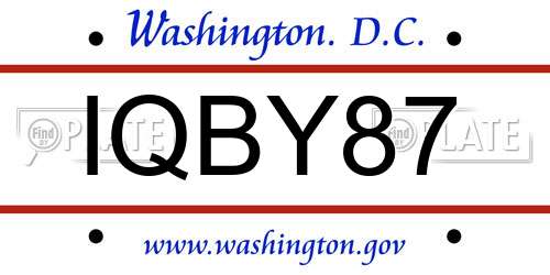 IQBY87 District Of Columbia License Plate