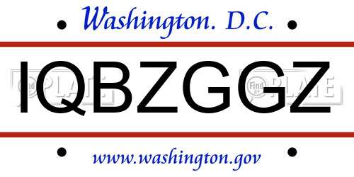 IQBZGGZ District Of Columbia License Plate