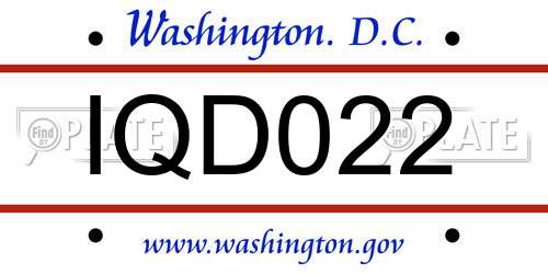 IQD022 District Of Columbia License Plate