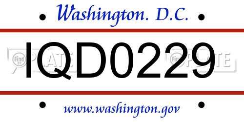 IQD0229 District Of Columbia License Plate