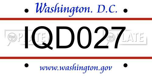 IQD027 District Of Columbia License Plate