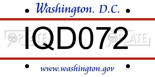 IQD072 District Of Columbia License Plate