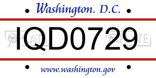 IQD0729 District Of Columbia License Plate