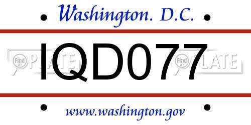IQD077 District Of Columbia License Plate