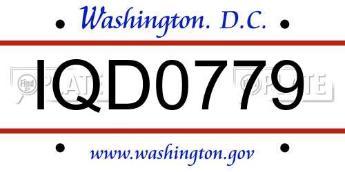 IQD0779 District Of Columbia License Plate
