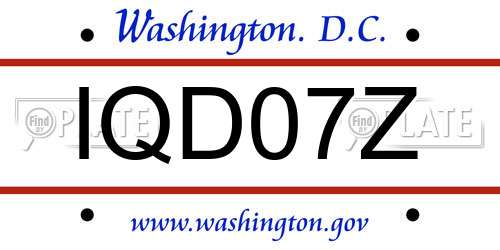 IQD07Z District Of Columbia License Plate