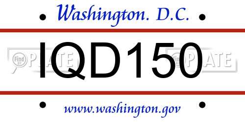 IQD150 District Of Columbia License Plate