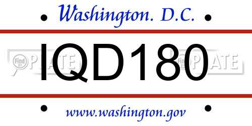 IQD180 District Of Columbia License Plate