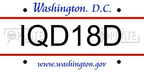 IQD18D District Of Columbia License Plate