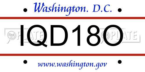 IQD18O District Of Columbia License Plate