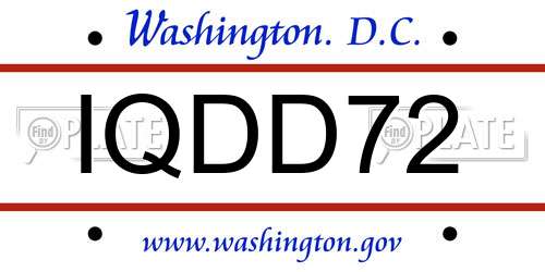 IQDD72 District Of Columbia License Plate