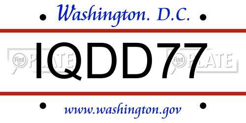 IQDD77 District Of Columbia License Plate