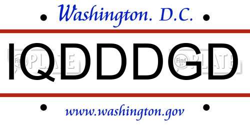 IQDDDGD District Of Columbia License Plate
