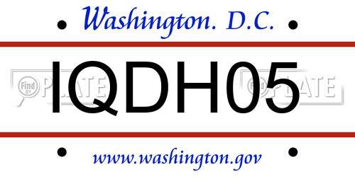 IQDH05 District Of Columbia License Plate