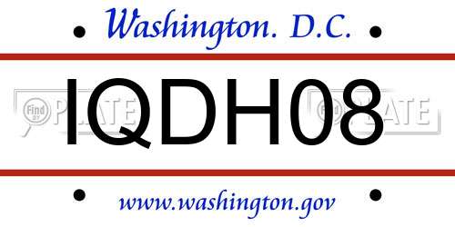 IQDH08 District Of Columbia License Plate