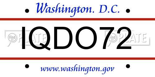 IQDO72 District Of Columbia License Plate