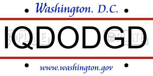 IQDODGD District Of Columbia License Plate