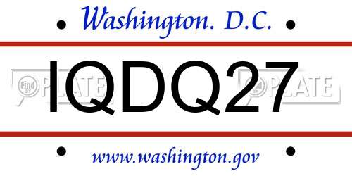 IQDQ27 District Of Columbia License Plate