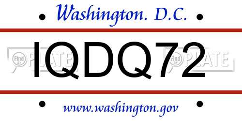 IQDQ72 District Of Columbia License Plate