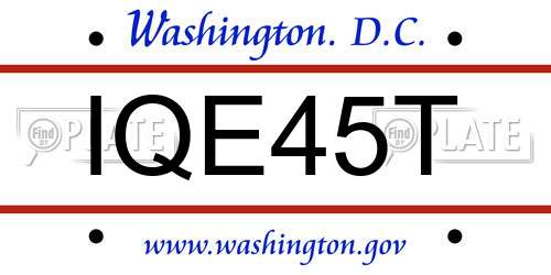 IQE45T District Of Columbia License Plate
