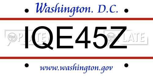 IQE45Z District Of Columbia License Plate