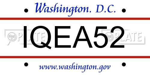 IQEA52 District Of Columbia License Plate