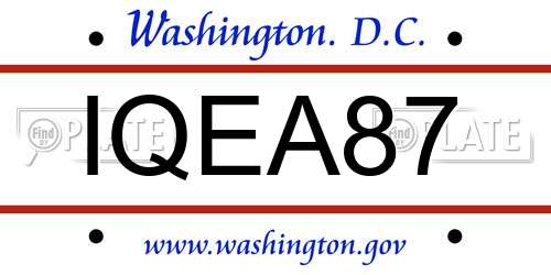 IQEA87 District Of Columbia License Plate