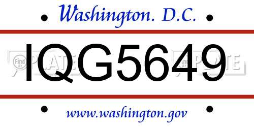 IQG5649 District Of Columbia License Plate
