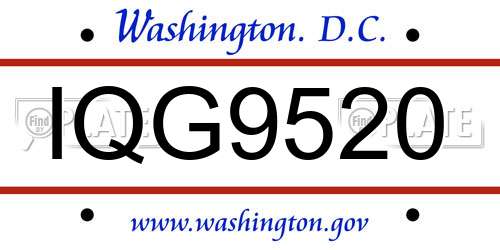 IQG9520 District Of Columbia License Plate