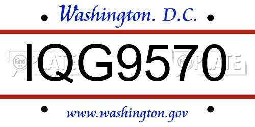 IQG9570 District Of Columbia License Plate