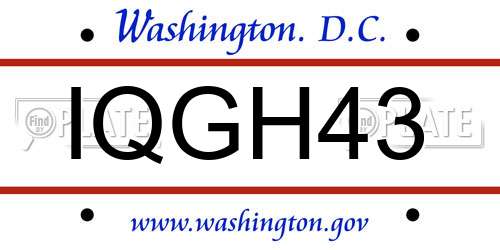 IQGH43 District Of Columbia License Plate
