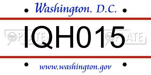 IQH015 District Of Columbia License Plate
