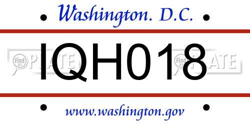 IQH018 District Of Columbia License Plate