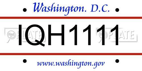 IQH1111 District Of Columbia License Plate