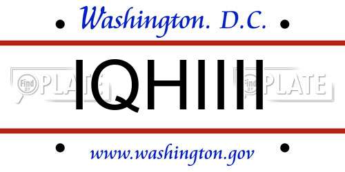 IQHIIII District Of Columbia License Plate