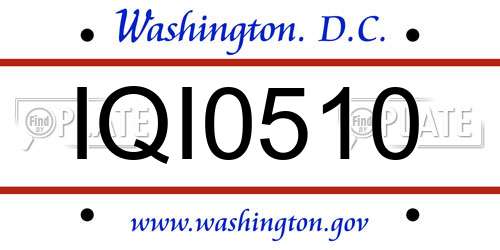 IQI0510 District Of Columbia License Plate